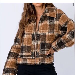 Princess Polly Tan and Black Doria Jacket  Size 8